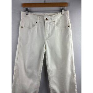 Women With Control White Straight-Leg Pants Size 4 Cotton/Polyester Blend